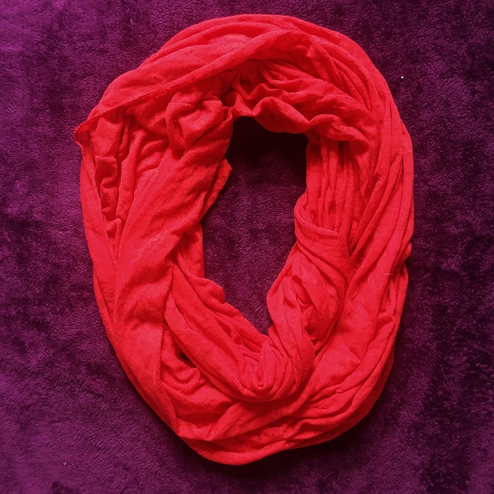 Red Lightweight Paisley Print Infinity Scarf
